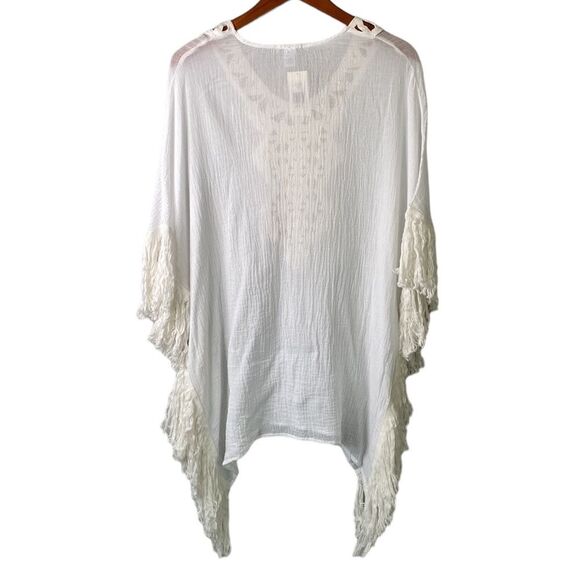 Eberjey Balsa Beach Terra Swim Cover Up Dress Fringe Embroidered Crochet Boho - Picture 7 of 14